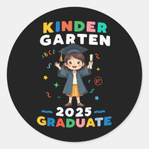 Adesivo Redondo Crianças Camisa De Graduação Para Jardim De Infânc
