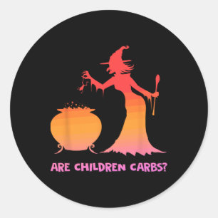 Adesivo Redondo Crianças Carboidratos Bruxas Cauldron Halloween De