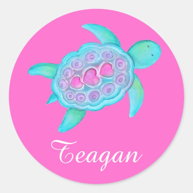 Adesivo Redondo Crianças chamadas de caracóis de tartaruga de iden (Frente)