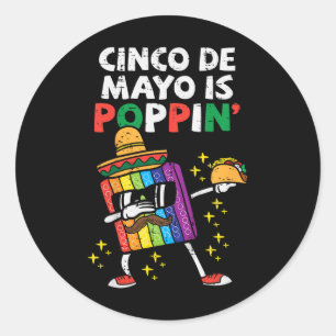 Adesivo Redondo Crianças Cinco De Mayo É Poppin Fidget Toddler Boy