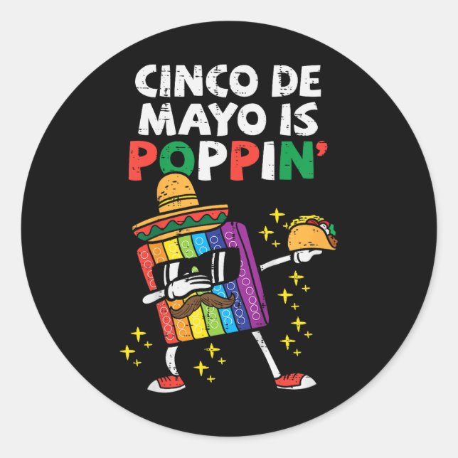 Adesivo Redondo Crianças Cinco De Mayo É Poppin Fidget Toddler Boy (Frente)