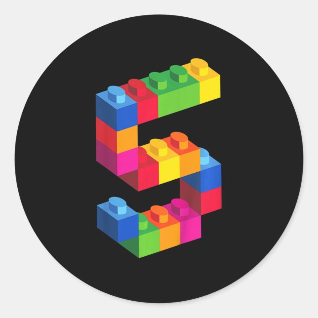 Adesivo Redondo Crianças com 5 anos de idade Blocos de Edifício Br (Frente)