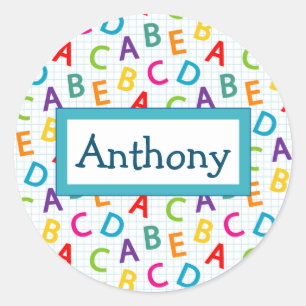 Adesivo Redondo Crianças com padrão colorido escolar