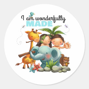 Adesivo Redondo Crianças Criação de Bíblias