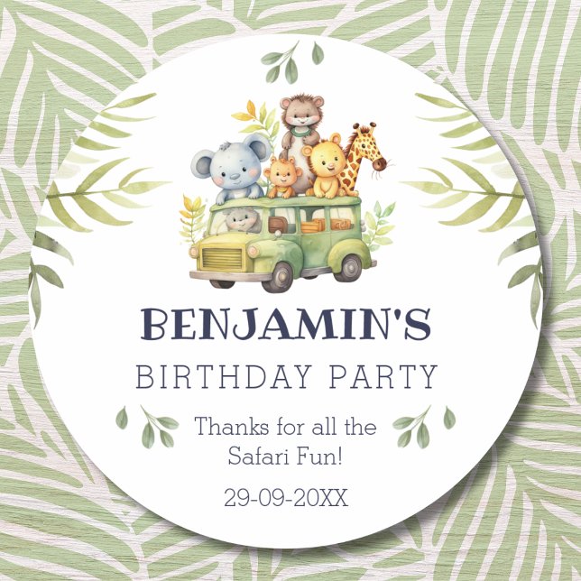 Adesivo Redondo Crianças Cuecas Safari Aniversário Selvagem Obriga (Criador carregado)
