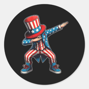Adesivo Redondo Crianças Dabbing Boy American Flag Us Patriotic 4t