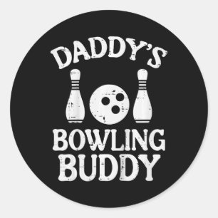 Adesivo Redondo Crianças Daddys Boliche Buddy Cute Bowler Boys Rap
