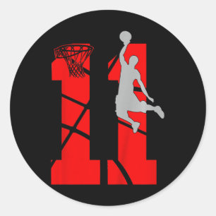 Adesivo Redondo Crianças de 11 anos de 11 de Basquete Festa de Ani
