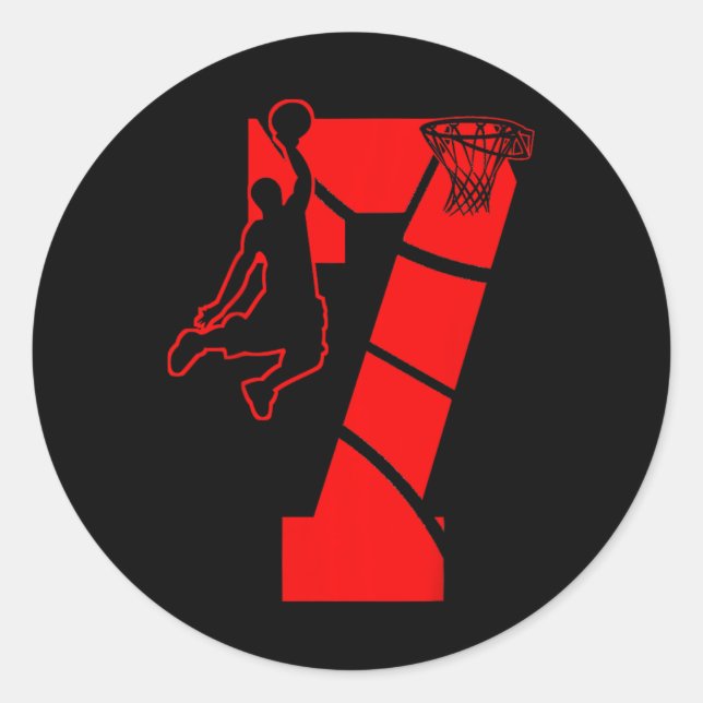 Adesivo Redondo Crianças de 7 anos 7 de basquete de basqueteTema d (Frente)