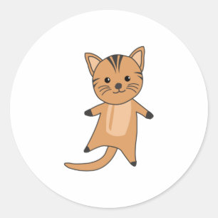 Adesivo Redondo Crianças de animais com pelo de Gatinho de gato