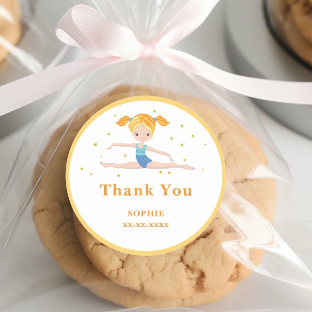 Adesivo Redondo Crianças de aniversário divertidas do Acrobat (Criador carregado)