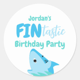 Adesivo Redondo Crianças De Festa de aniversário De Tubarão Fina-T