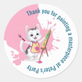 Adesivo Redondo Crianças de festas de arte em festas de pintura