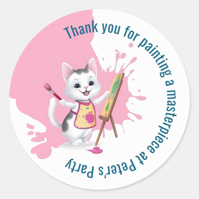 Adesivo Redondo Crianças de festas de arte em festas de pintura (Frente)