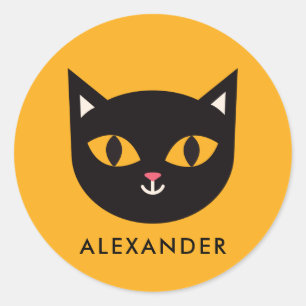 Adesivo Redondo Crianças de Gatos Pretos do Dia das Bruxas