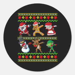 Adesivo Redondo Crianças de Natal Papai Noel Dabbing Homens Mulher