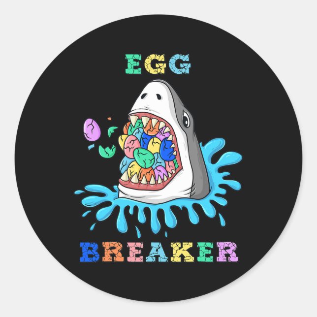 Adesivo Redondo Crianças De Páscoa De Tubarão De Ovos (Frente)