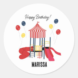 Adesivo Redondo Crianças de Playground Meninos Meninas Aniversário