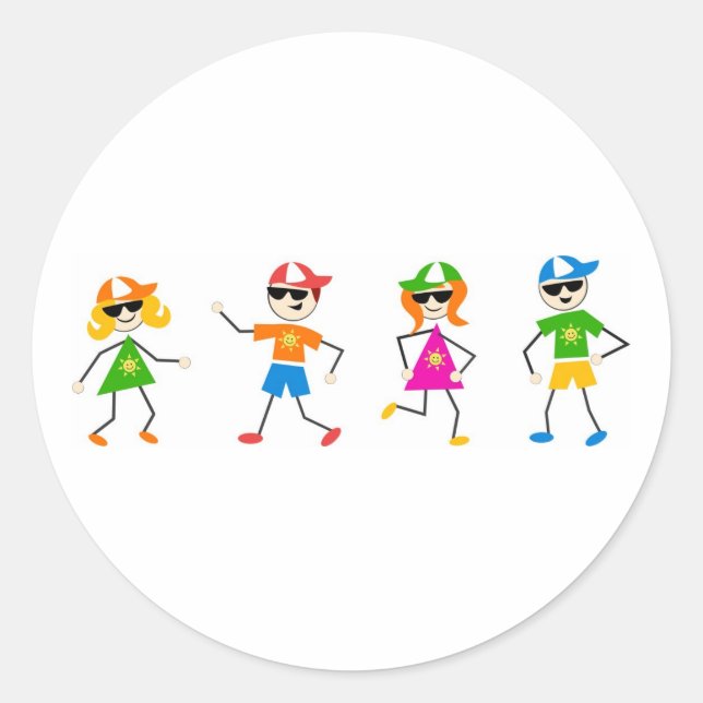 Adesivo Redondo Crianças de Verão (Frente)