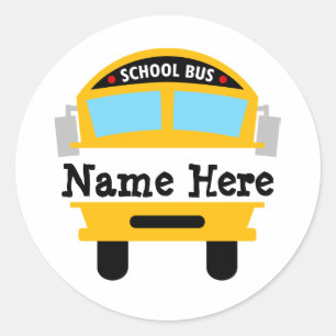 Adesivo Redondo Crianças de volta ao ônibus escolar Personalizam