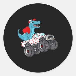 Adesivo Redondo Crianças Dia de os namorados T Rex Diversão Monste