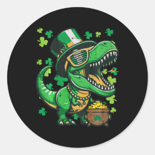 Adesivo Redondo Crianças Dia de São Patrício Dinossauro Saint Patt
