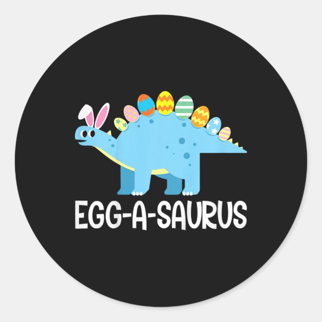 Adesivo Redondo Crianças Diversão Eggasaurus Dinossaur Easter Ount (Frente)
