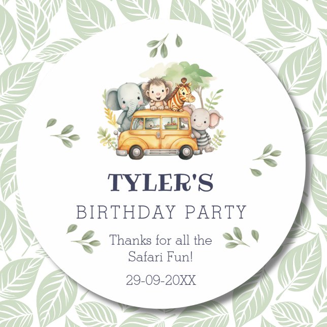 Adesivo Redondo Crianças Divertidas Safari Jungle Aniversário Obri (Criador carregado)