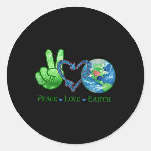 Adesivo Redondo Crianças do Dia da Terra Tema Animal Camisa Negra