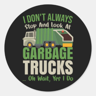 Adesivo Redondo Crianças do reciclagem Engraçado Garge Truck Toddl