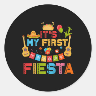Adesivo Redondo Crianças É Meu Primeiro Aniversário Fiesta Anivers
