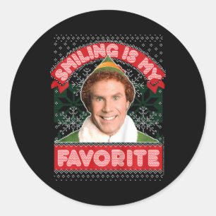 Adesivo Redondo Crianças Elf Buddy Sorri É Meu Natal Favorito