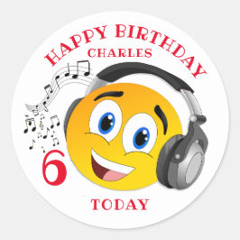 Adesivo Redondo Crianças Emoji Personalizadas envelhecidas Anivers