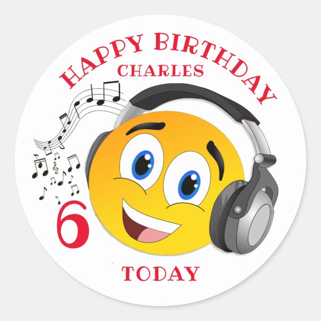 Adesivo Redondo Crianças Emoji Personalizadas envelhecidas Anivers (Frente)