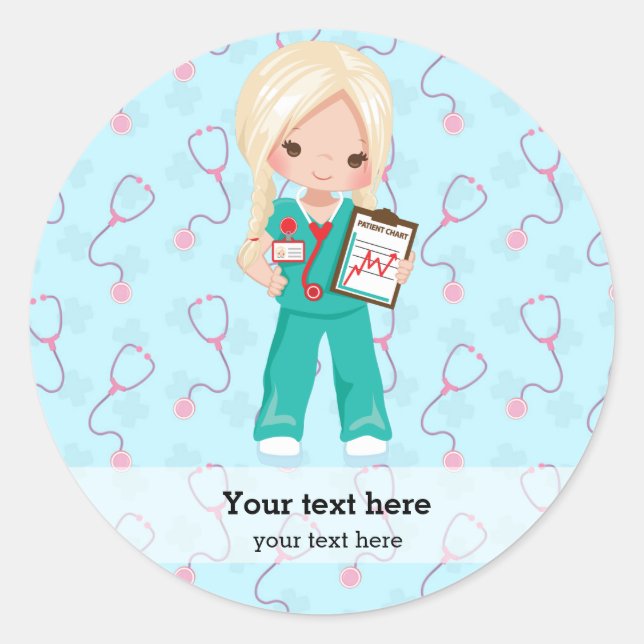 Adesivo Redondo Crianças enfermeiras (Frente)