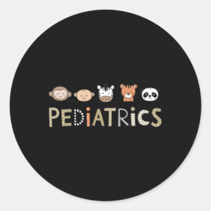 Adesivo Redondo Crianças Enfermeiras Pediátricas Peds Cute Animais