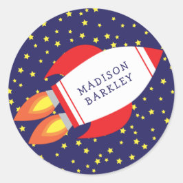 Adesivo Redondo Crianças Envelope Vinhetas De Foguete De Envelope