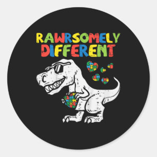 Adesivo Redondo Crianças Estranhamente Diferentes Trex Dino Boys A