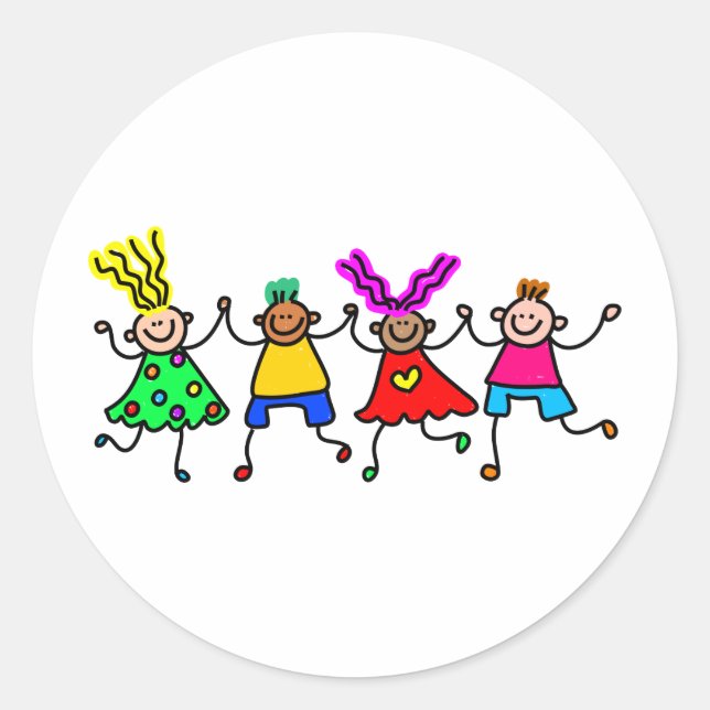 Adesivo Redondo Crianças felizes (Frente)
