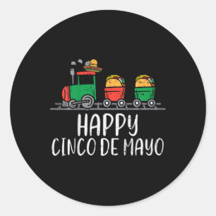 Adesivo Redondo Crianças Felizes Cinco De Mayo Tacos Mexicanos Tre