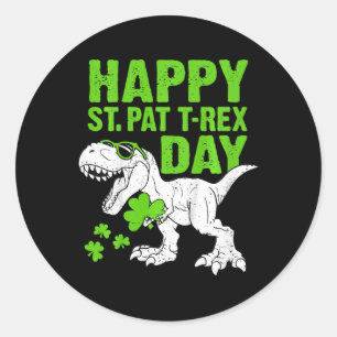 Adesivo Redondo Crianças Felizes St Pat Trex Dia St Patricks Dinos