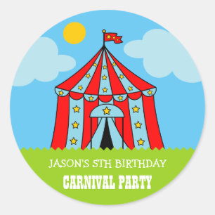 Adesivo Redondo Crianças Festas de aniversário de circo carnaval