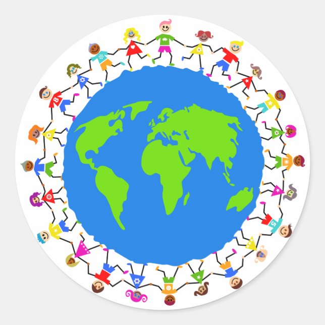 Adesivo Redondo Crianças globais (Frente)