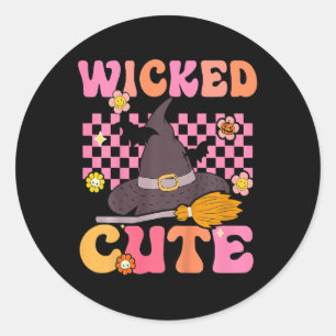 Adesivo Redondo Crianças Groovy Wicked Cute Witume Halloween Ki