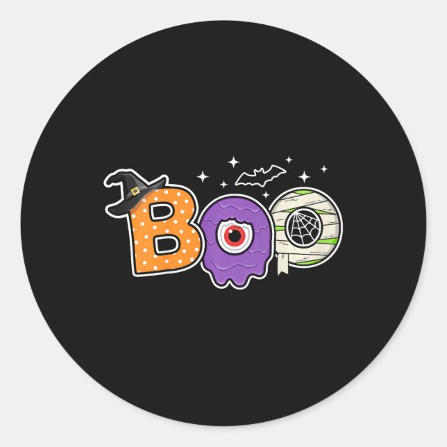 Adesivo Redondo Crianças Halloween Spooky Season Pumpkin Toddler B (Frente)