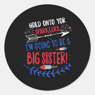 Adesivo Redondo Crianças Irmã Grande Suspirando 4 De Julho De Grav