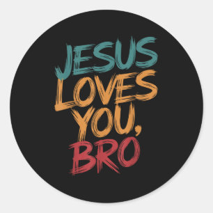 Adesivo Redondo Crianças Jesus Ama Você Irmão Camiseta Divertida C