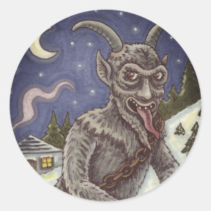 ADESIVO REDONDO CRIANÇAS KRAMPUS E NAUGHTY, HISTÓRIA ESCURA DE NAT