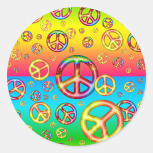 Adesivo Redondo Crianças Loucas, Colores De Autocolantes De Paz