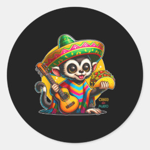 Adesivo Redondo Crianças Macacos Mexicanos Com Sombrero E Poncho C